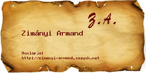 Zimányi Armand névjegykártya
